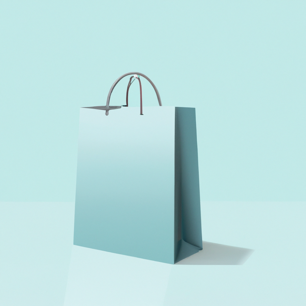 Bolsa de compras vacía, ilustración minimalista con líneas suaves y colores fríos